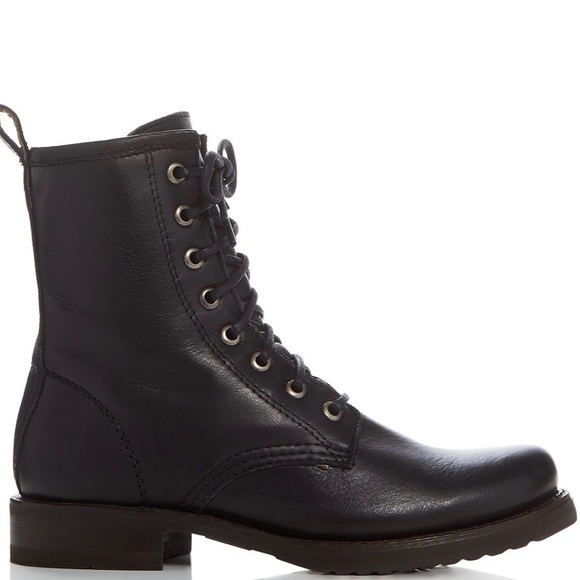 SOLD - FRYE Veronica Lace Up Combat Boots 9 Black - Picture 9 of 9